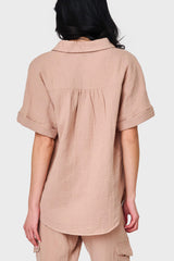 All Day Henley Cotton Gauze Top  From Gibsonlook