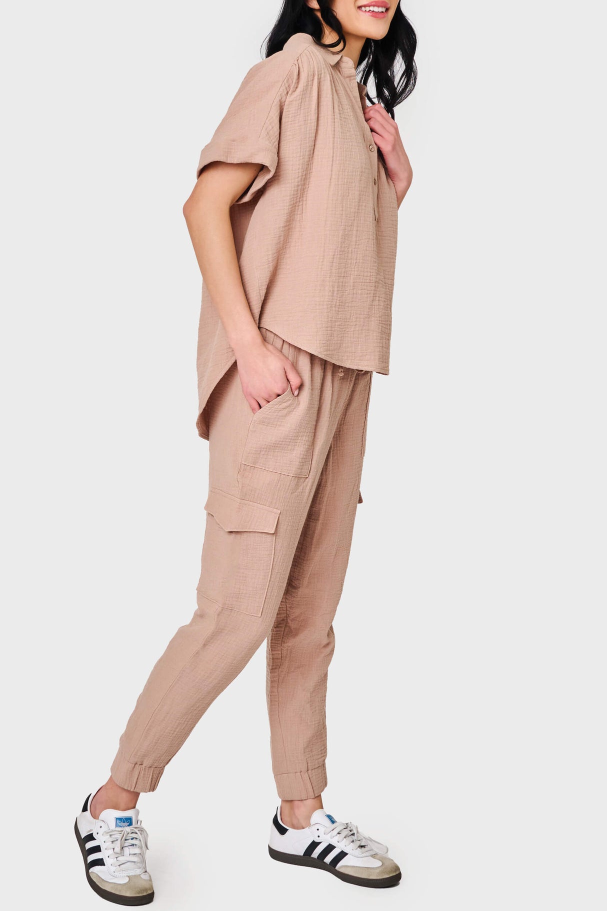 All Day Henley Cotton Gauze Top  From Gibsonlook