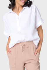 All Day Henley Cotton Gauze Top  From Gibsonlook