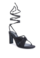 Chasm Satin Ruched Strap Tie Up Sandals from London Rag International