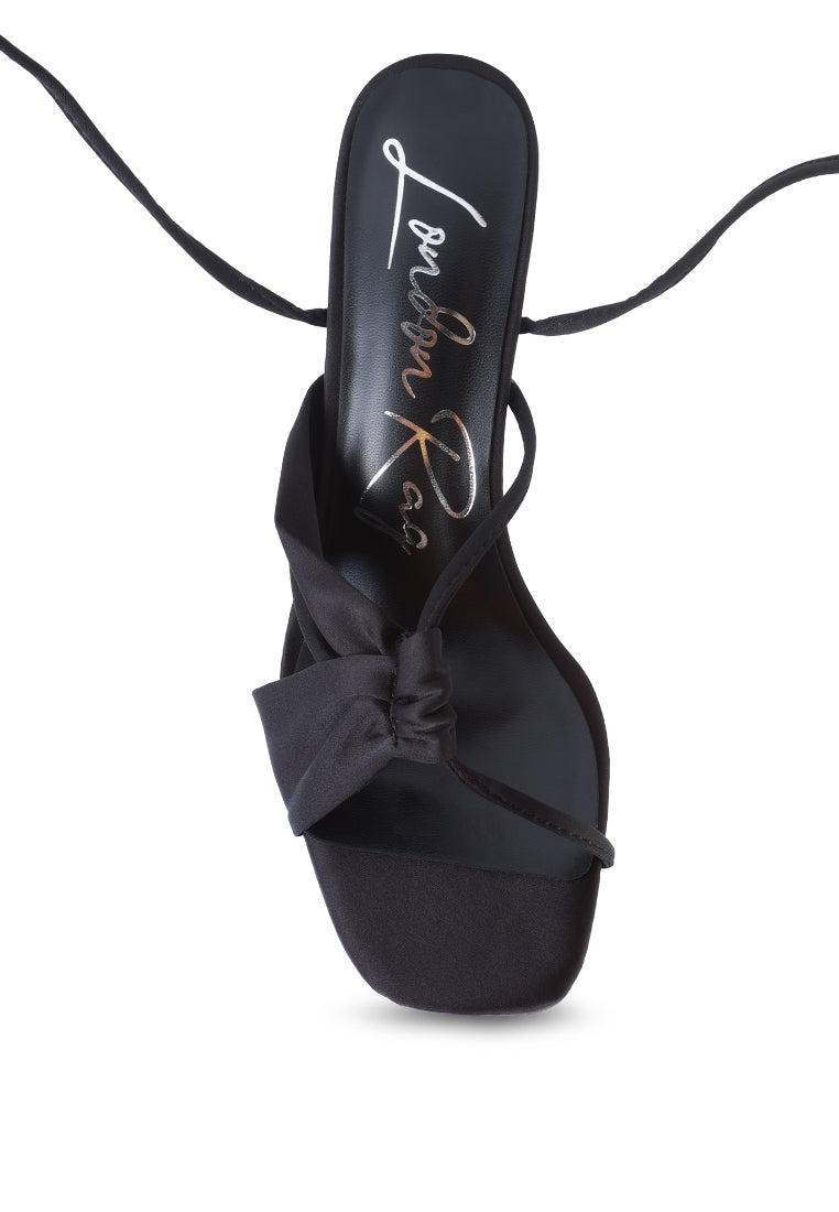 Chasm Satin Ruched Strap Tie Up Sandals from London Rag International