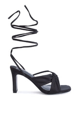Chasm Satin Ruched Strap Tie Up Sandals from London Rag International