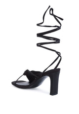 Chasm Satin Ruched Strap Tie Up Sandals from London Rag International