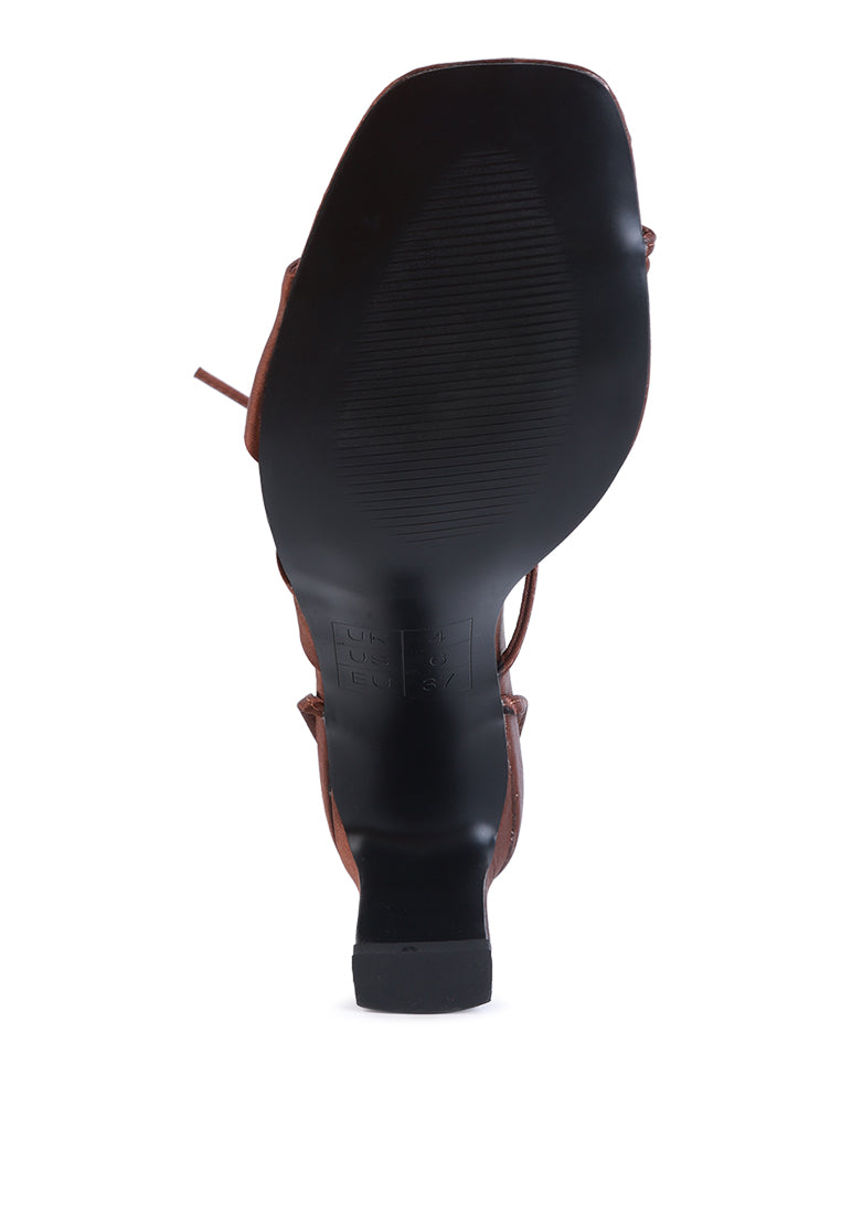 Chasm Satin Ruched Strap Tie Up Sandals from London Rag International