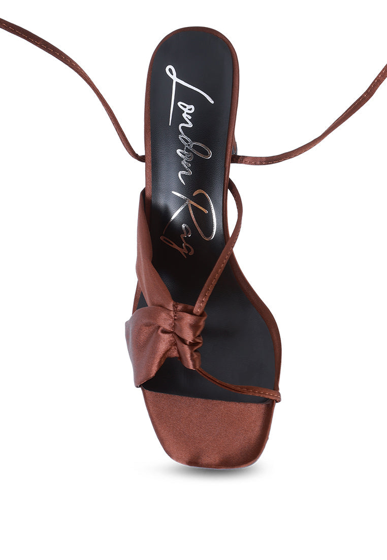 Chasm Satin Ruched Strap Tie Up Sandals from London Rag International