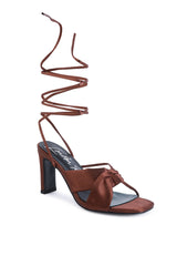 Chasm Satin Ruched Strap Tie Up Sandals from London Rag International