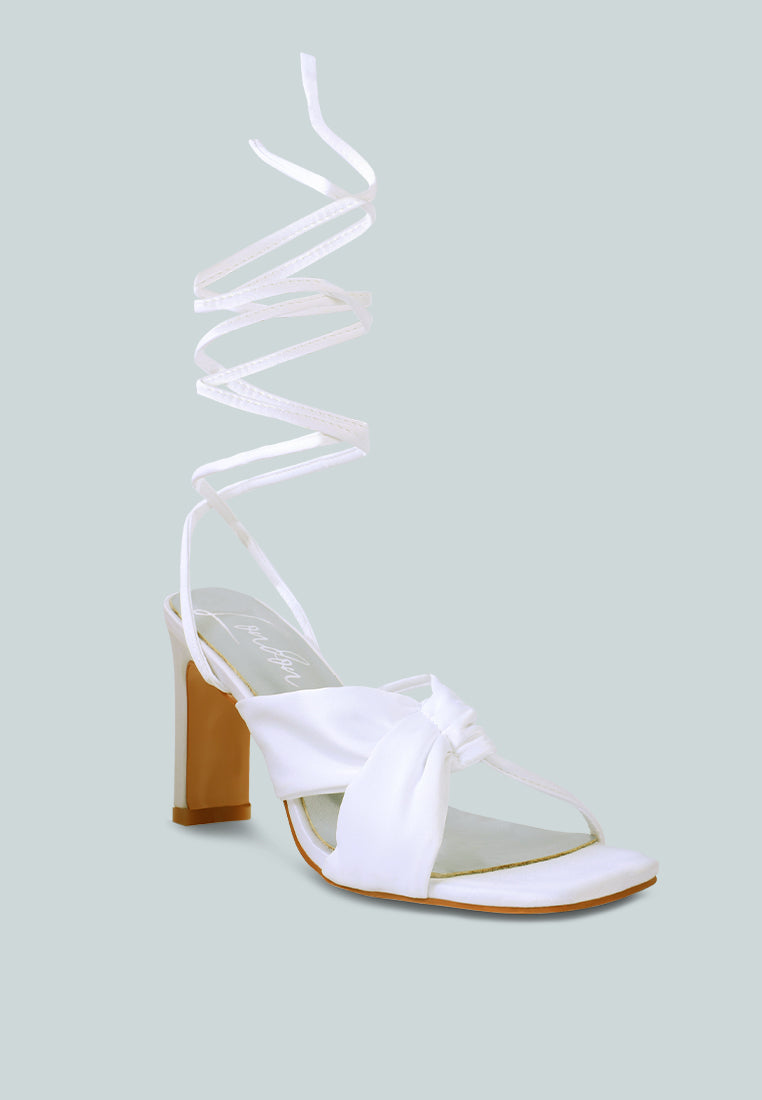 Chasm Satin Ruched Strap Tie Up Sandals from London Rag International
