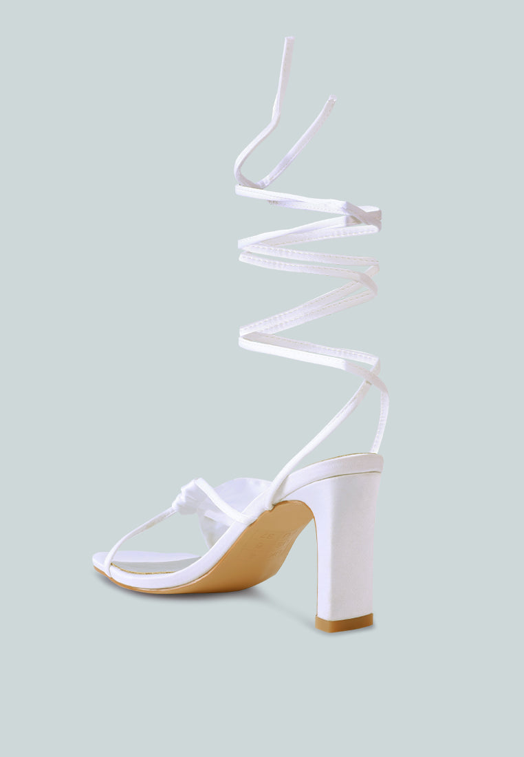 Chasm Satin Ruched Strap Tie Up Sandals from London Rag International