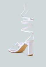 Chasm Satin Ruched Strap Tie Up Sandals from London Rag International