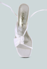 Chasm Satin Ruched Strap Tie Up Sandals from London Rag International