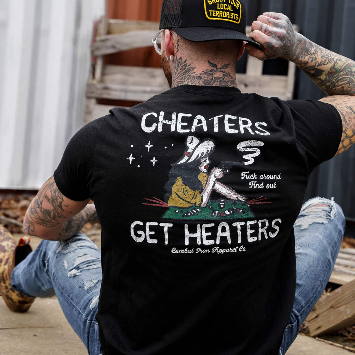 Cheaters Get Heaters Cowboy Edition Men's T-Shirt From Combat Iron Apparel
