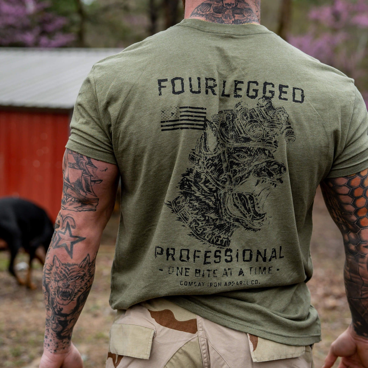 Four Legged Professional K9 Dog Training Men's T-Shirt From Combat Iron Apparel