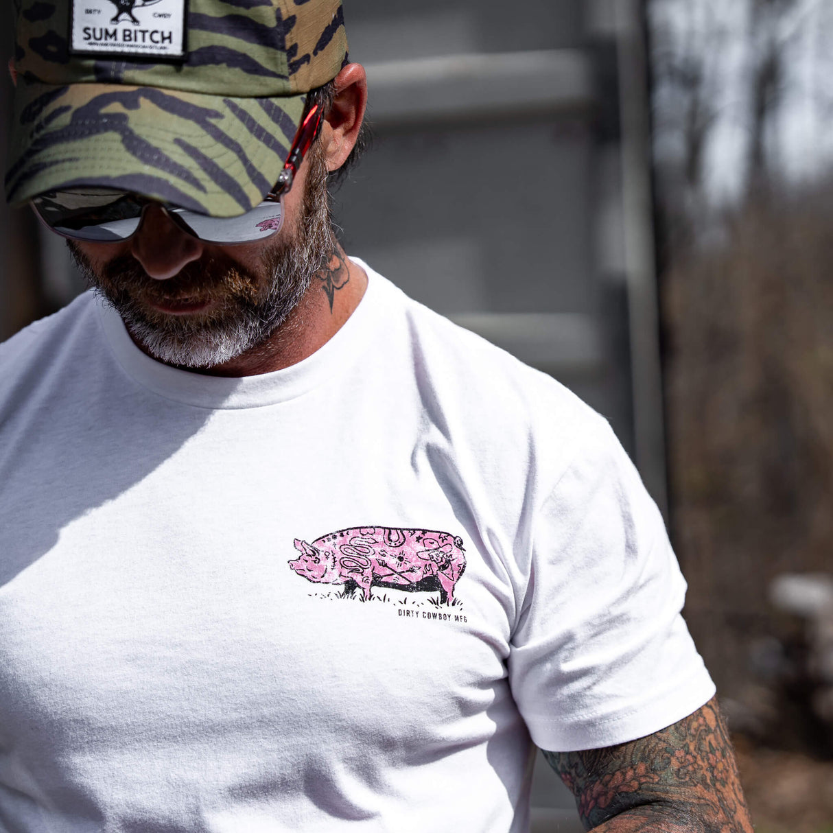 I Might Be Ugly but My Tattoos Ain't Pig Men's T-Shirt From Combat Iron Apparel