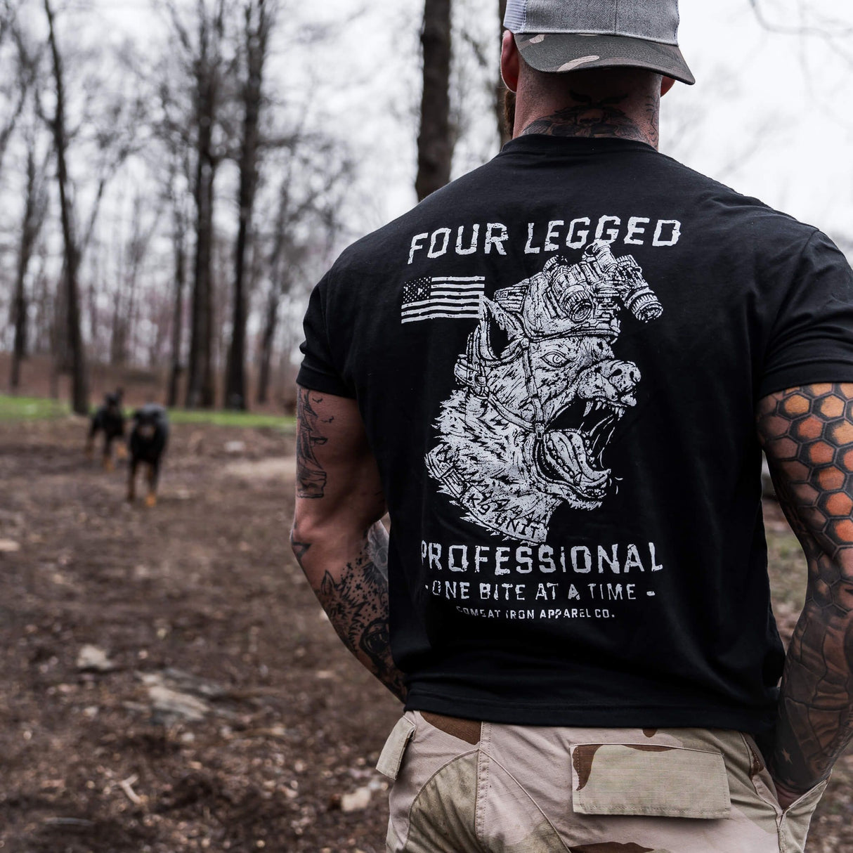 Four Legged Professional K9 Dog Training Men's T-Shirt From Combat Iron Apparel