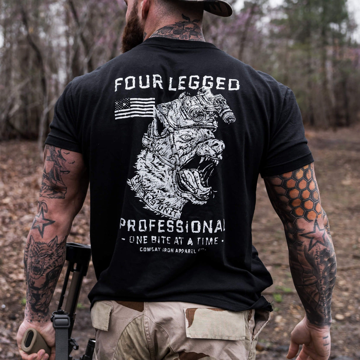 Four Legged Professional K9 Dog Training Men's T-Shirt From Combat Iron Apparel