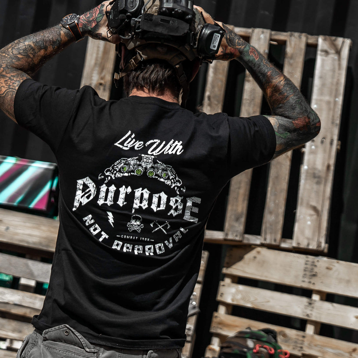 Live With Purpose. Not Approval Men's T-Shirt from Combat Iron Apparel