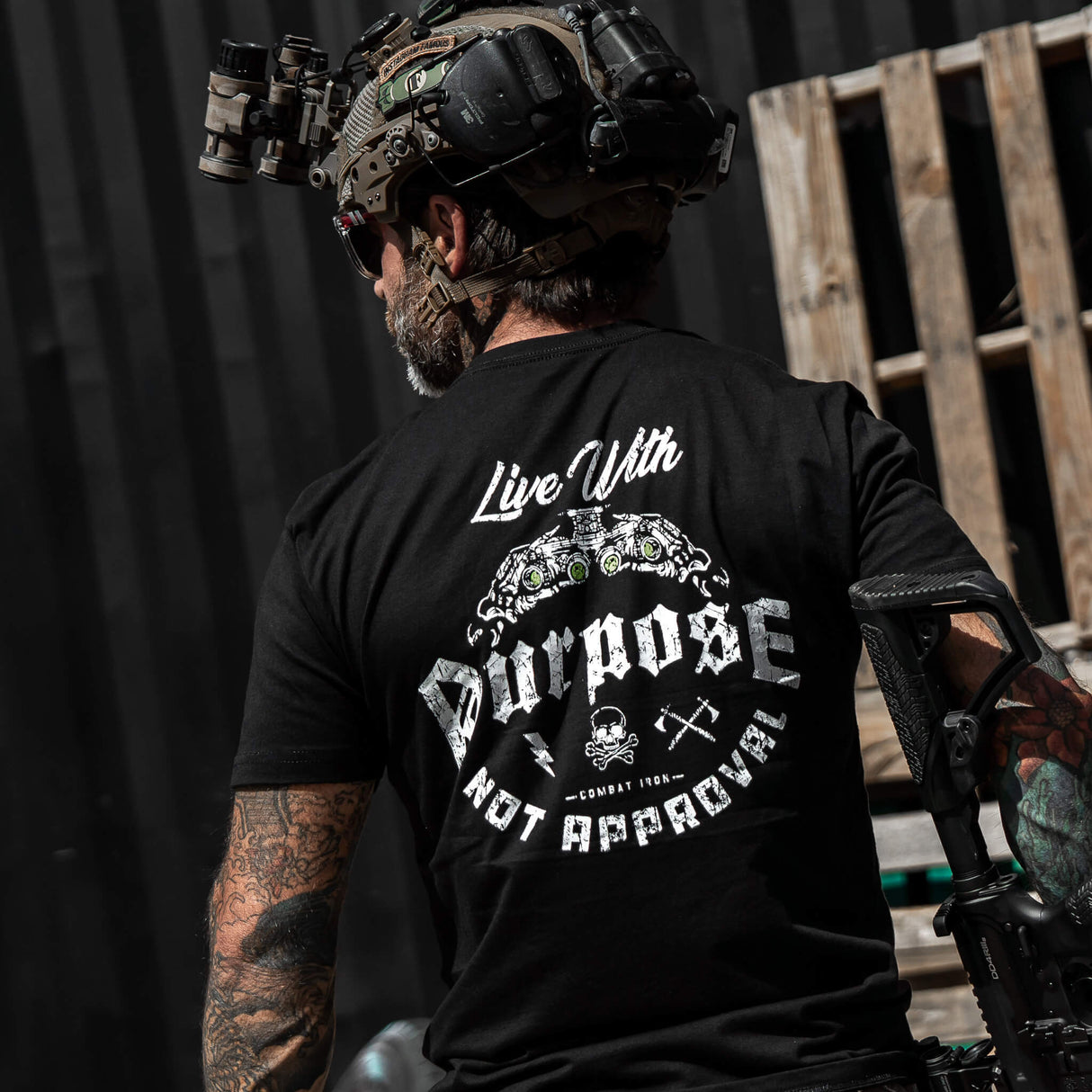Live With Purpose. Not Approval Men's T-Shirt from Combat Iron Apparel