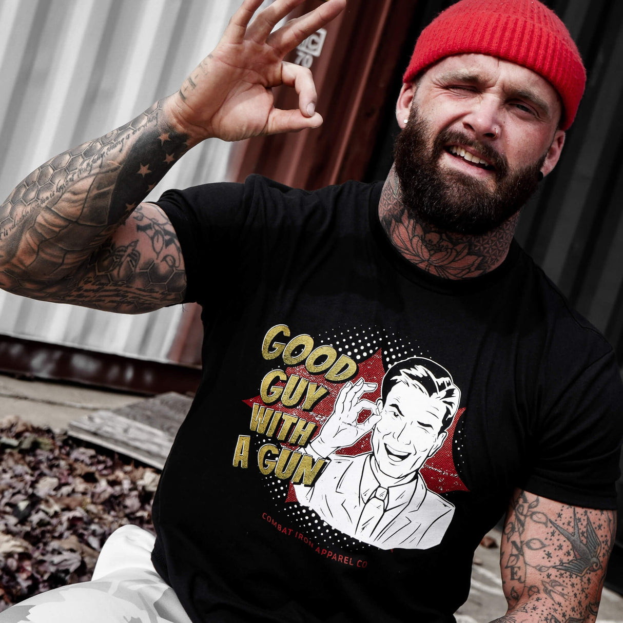 Good Guy With A Gun Comic Men's T-Shirt From Combat Iron Apparel