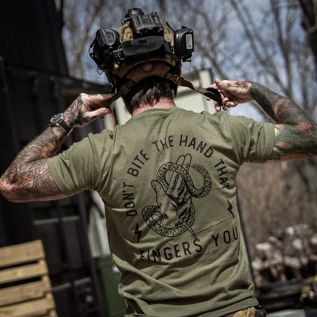 Don't Bite The Hand That Fingers You Men's T-Shirt From Combat Iron Apparel