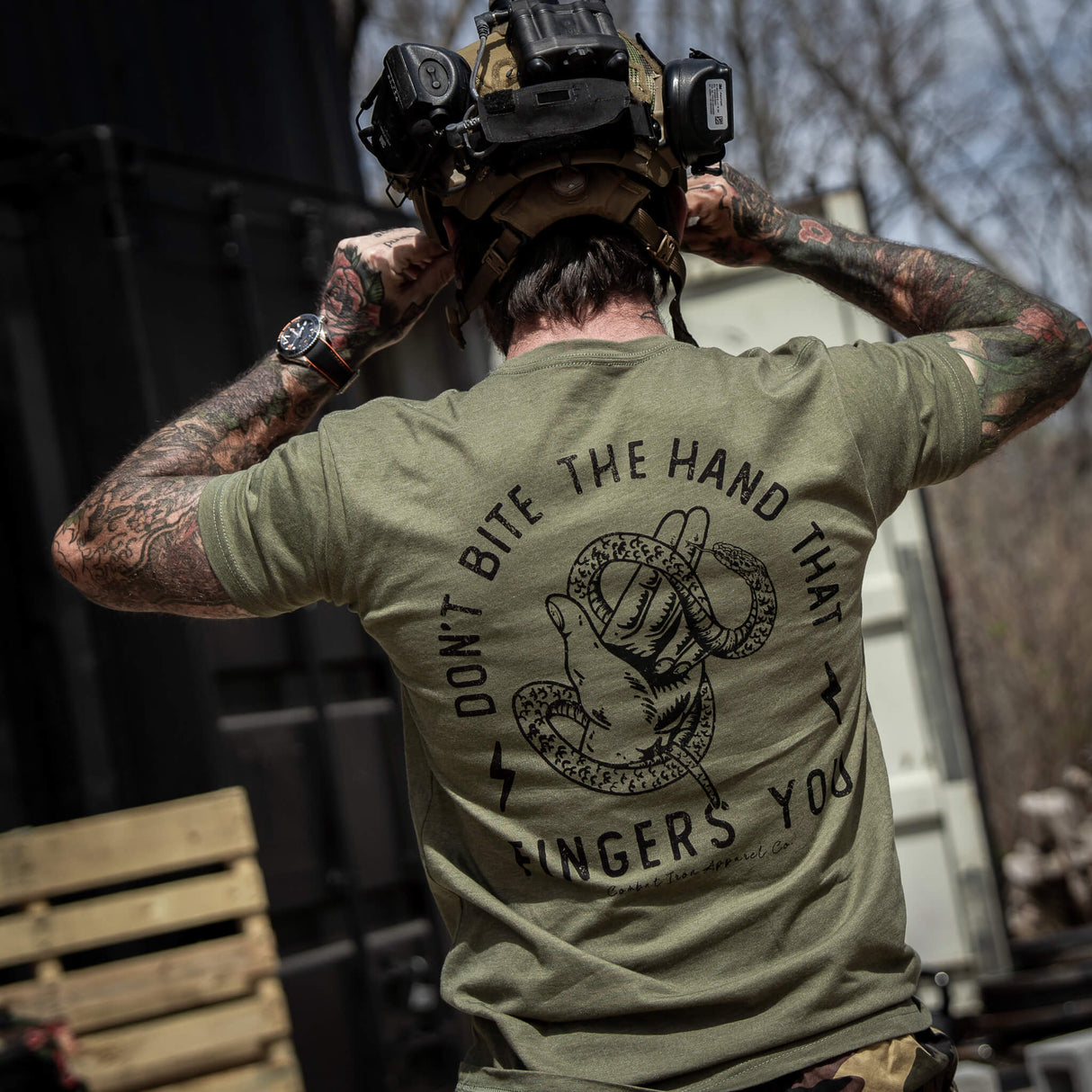 Don't Bite The Hand That Fingers You Men's T-Shirt From Combat Iron Apparel