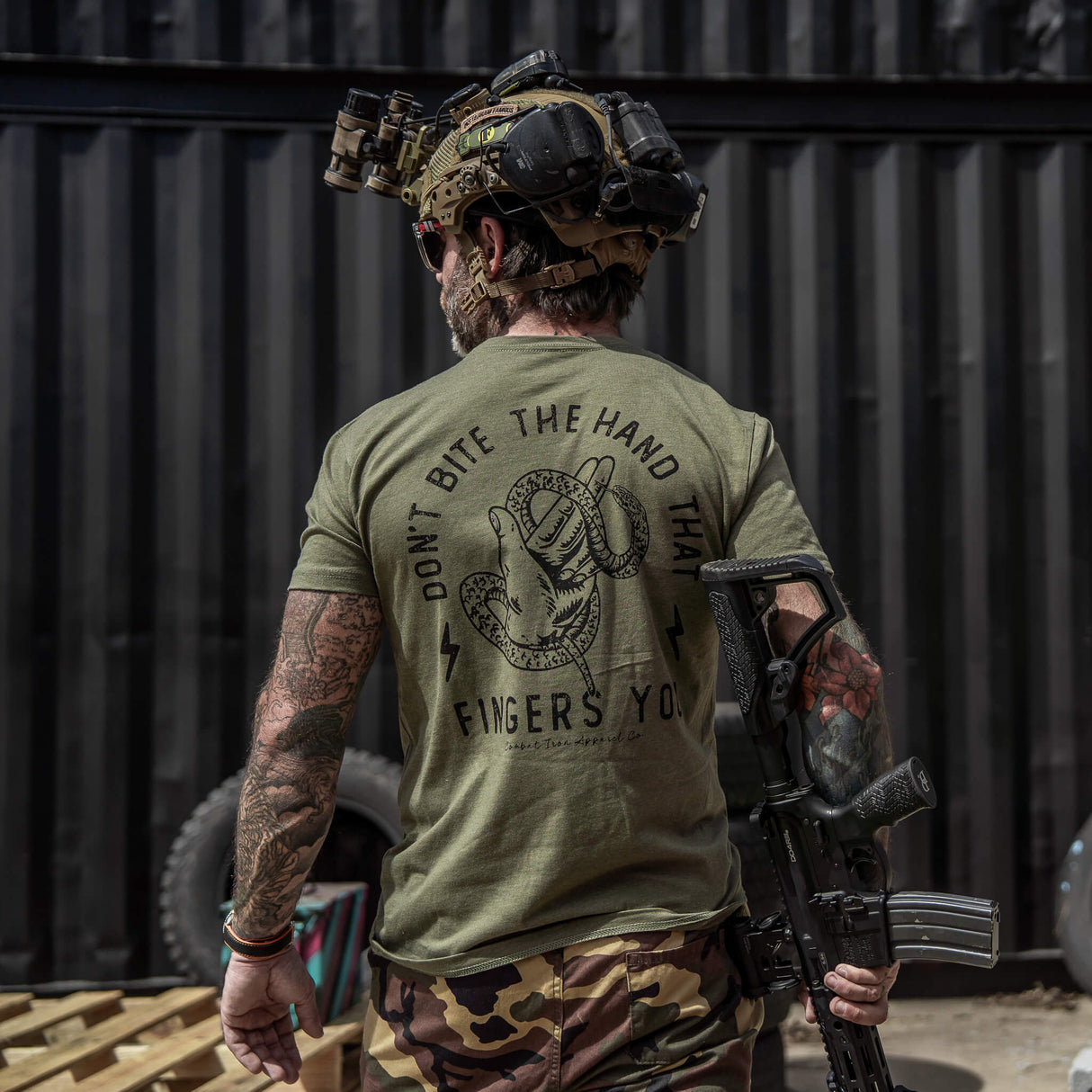 Don't Bite The Hand That Fingers You Men's T-Shirt From Combat Iron Apparel