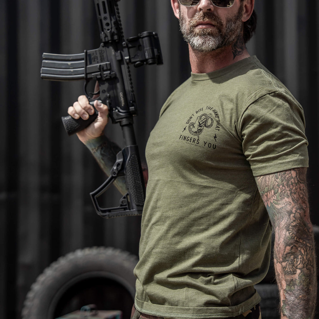Don't Bite The Hand That Fingers You Men's T-Shirt From Combat Iron Apparel