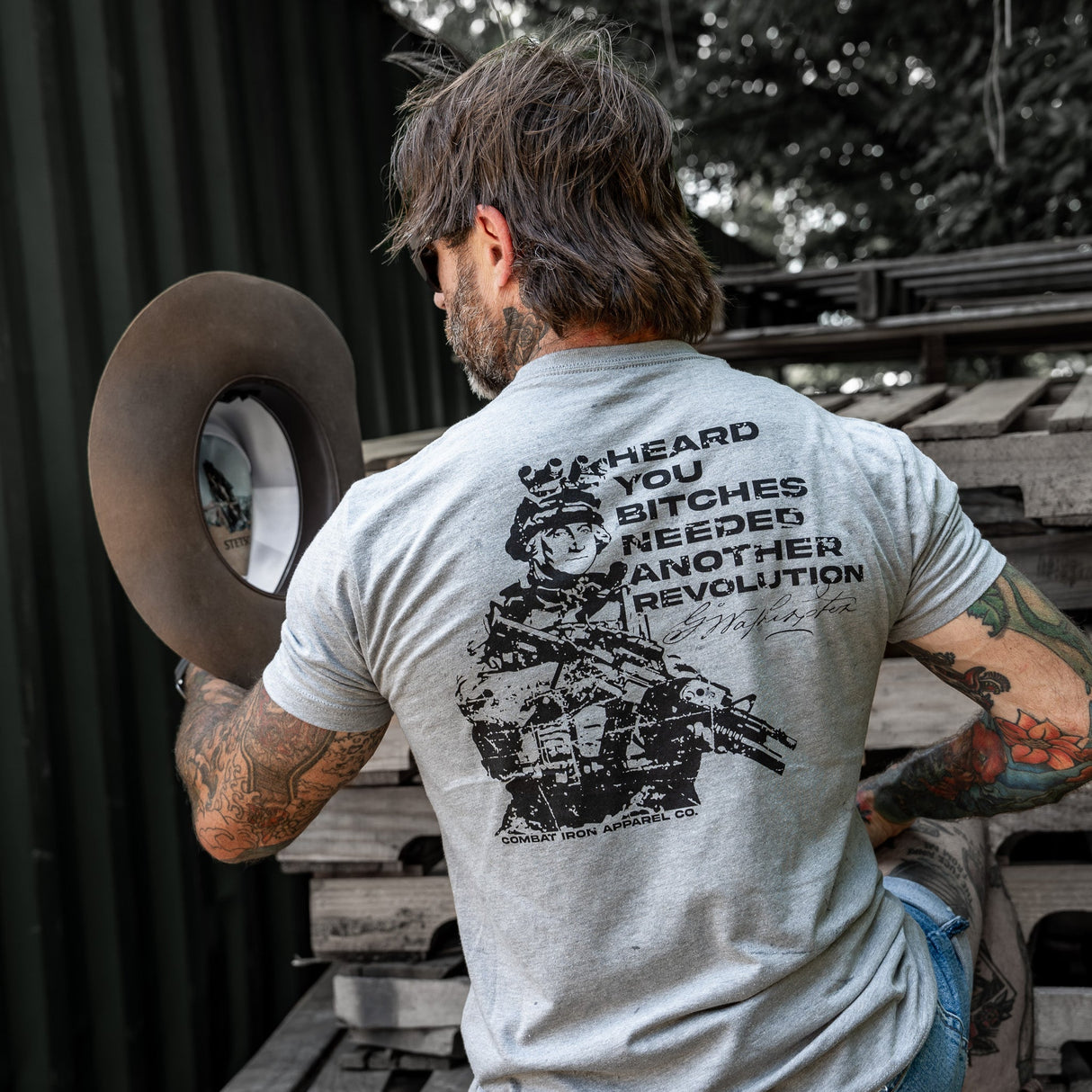 George Washington: Heard You B*tches Needed Another Revolution Men's T-Shirt From Combat Iron Apparel