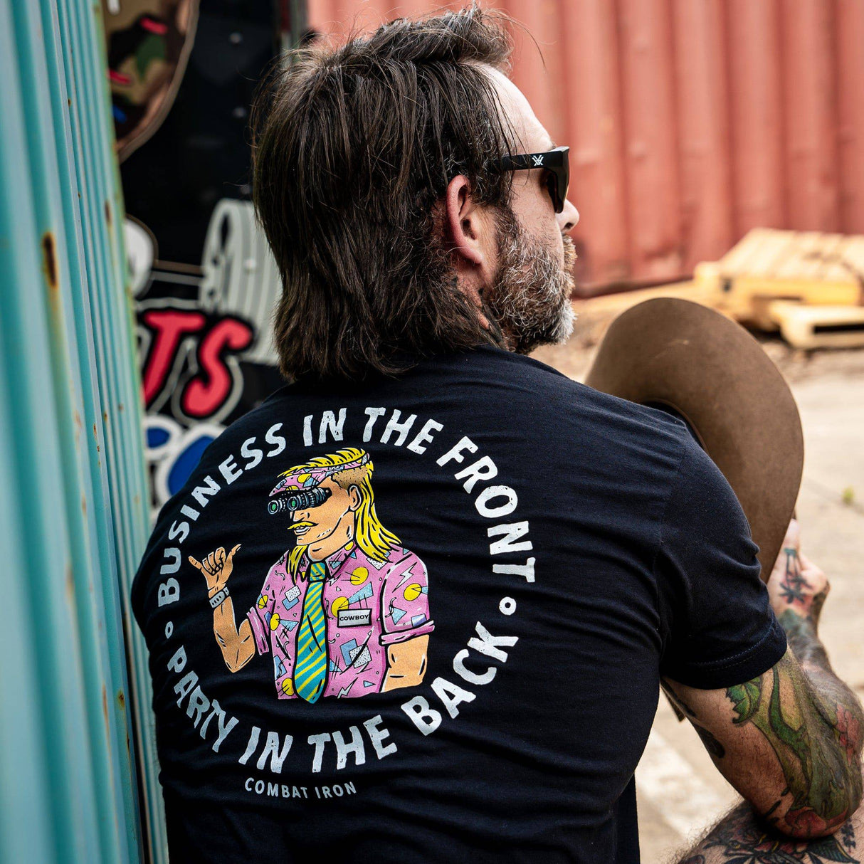 Business In The Front. Party In The Back. Party Men's T-Shirt From Combat Iron Apparel
