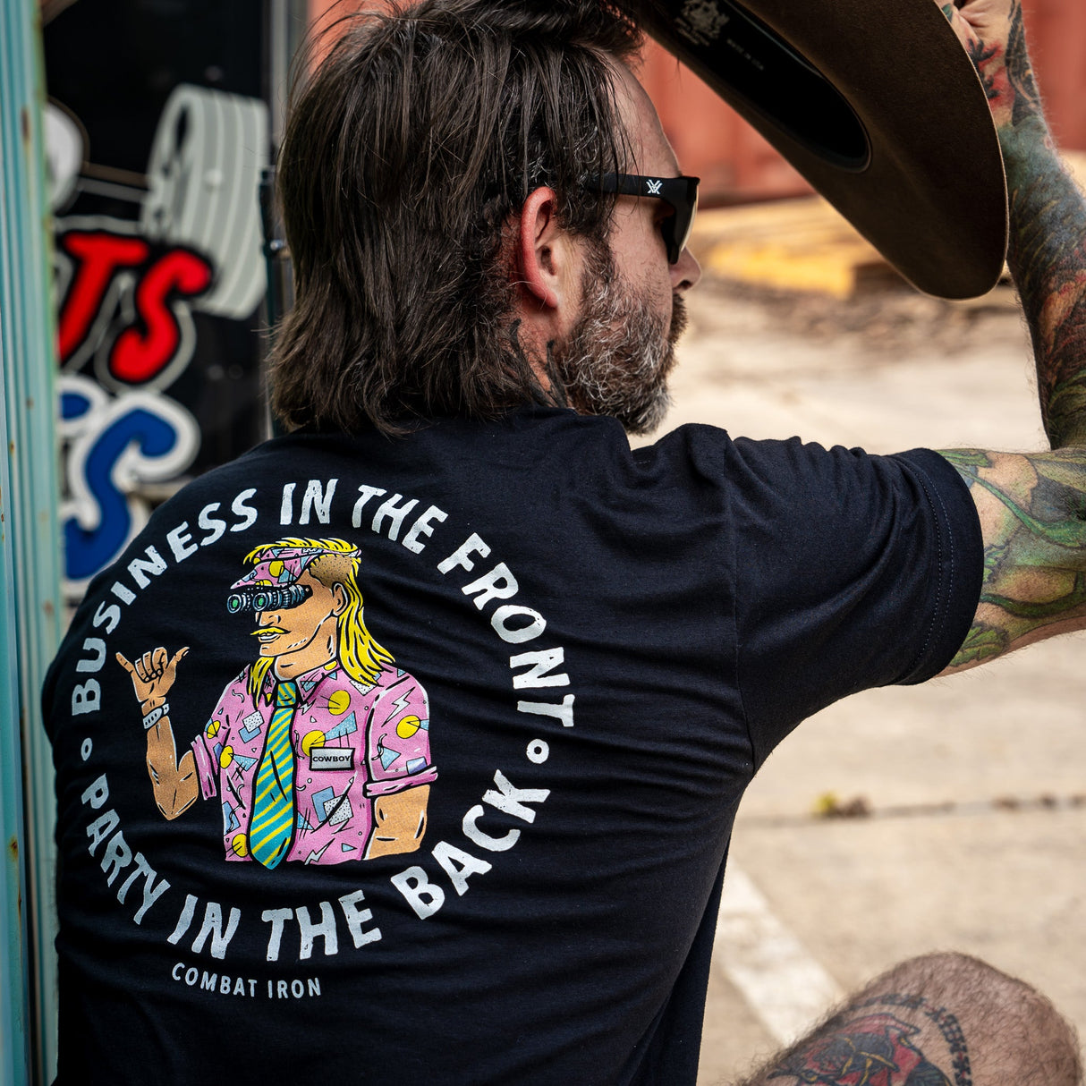 Business In The Front. Party In The Back. Party Men's T-Shirt From Combat Iron Apparel