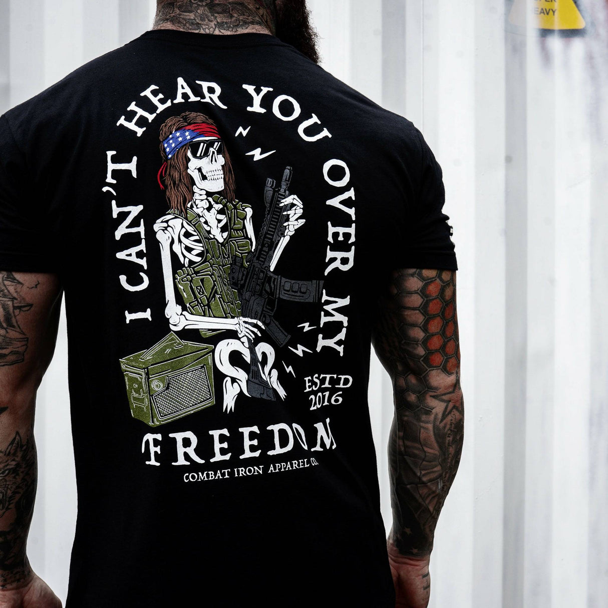 I Can't Hear You Over My Freedom AR Guitar Men's T-Shirt From Combat Iron Apparel