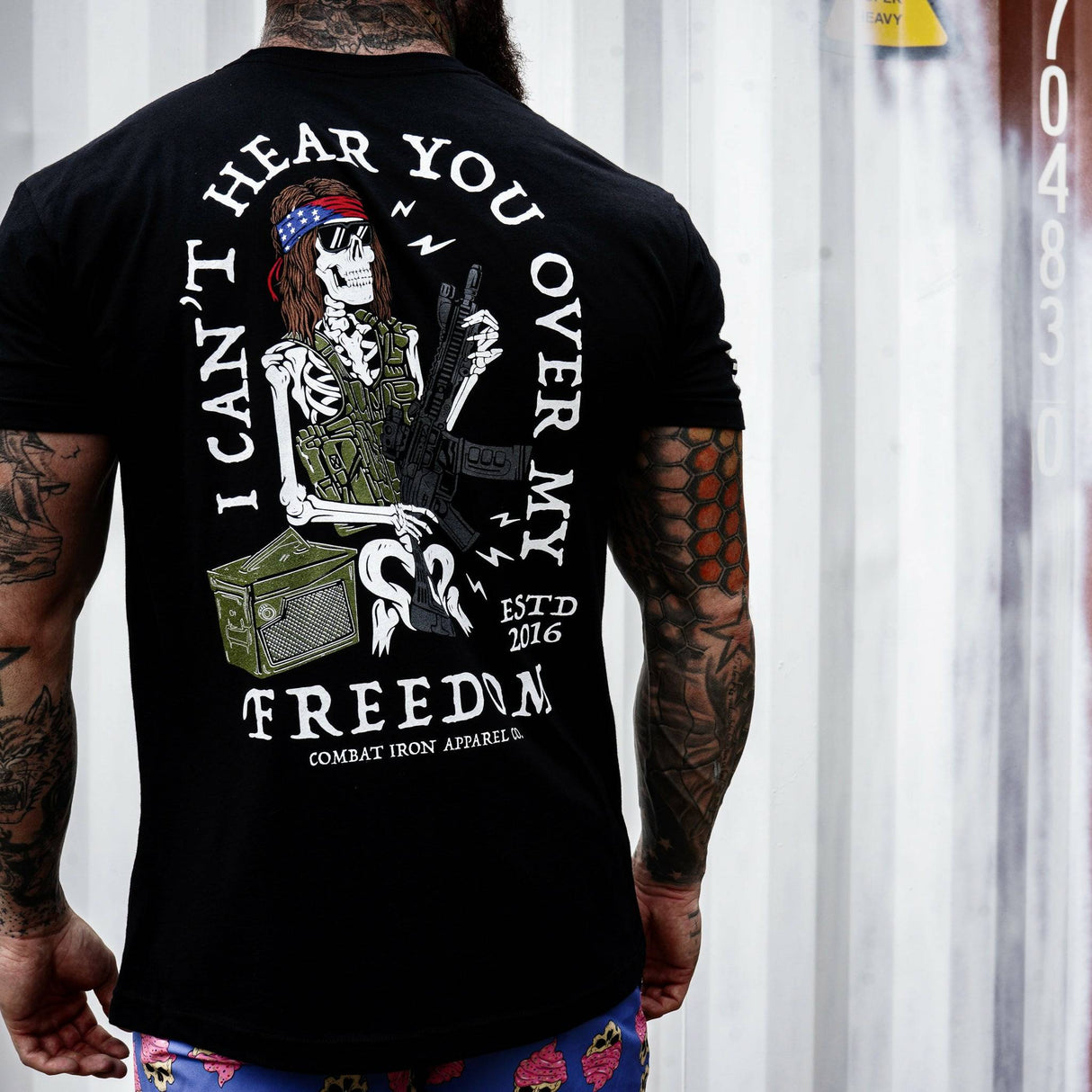 I Can't Hear You Over My Freedom AR Guitar Men's T-Shirt From Combat Iron Apparel