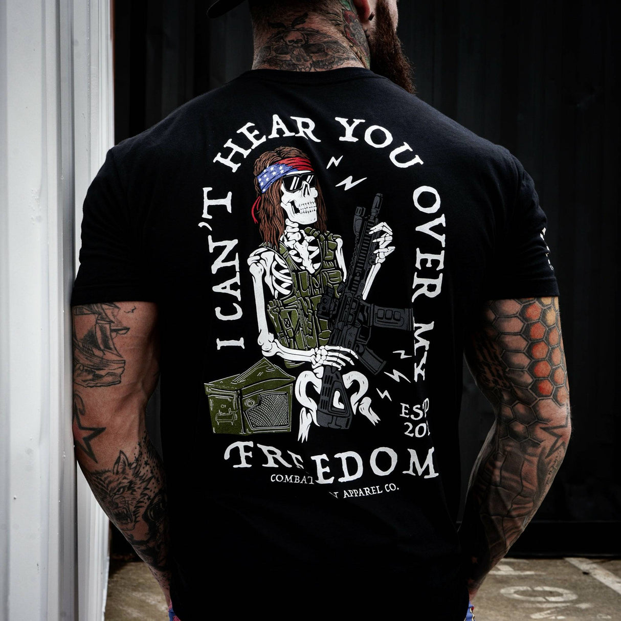 I Can't Hear You Over My Freedom AR Guitar Men's T-Shirt From Combat Iron Apparel