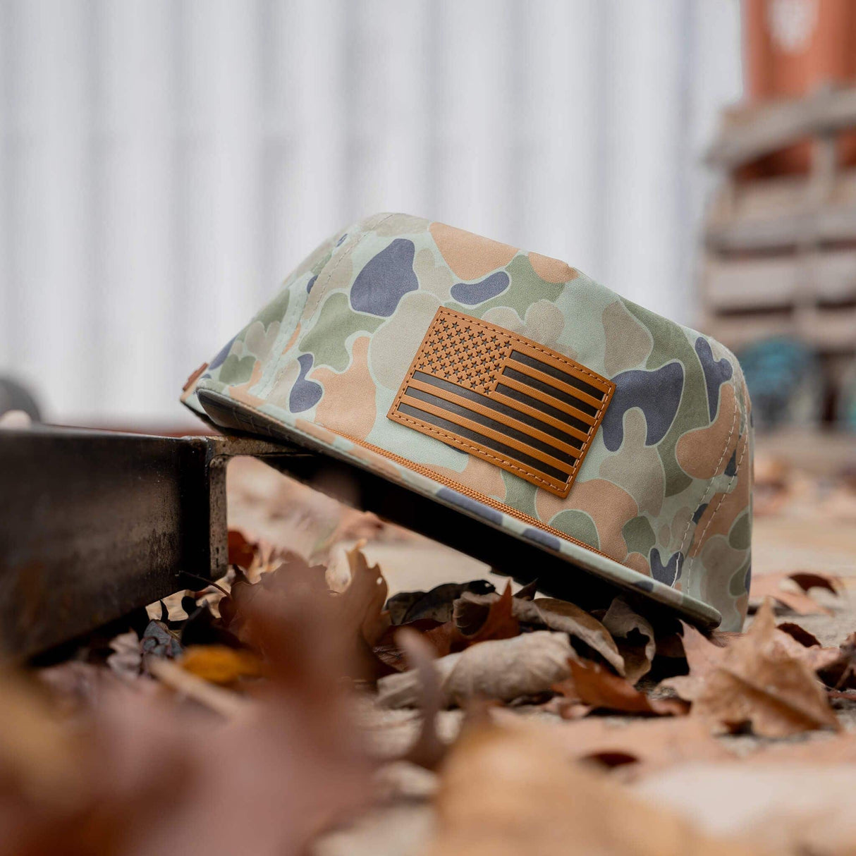 American Flag Leather Patch Crushable Rope Snapback Hat from Combat Iron Apparel