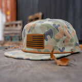 American Flag Leather Patch Crushable Rope Snapback Hat from Combat Iron Apparel