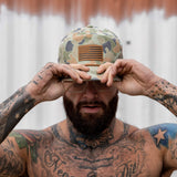 American Flag Leather Patch Crushable Rope Snapback Hat from Combat Iron Apparel