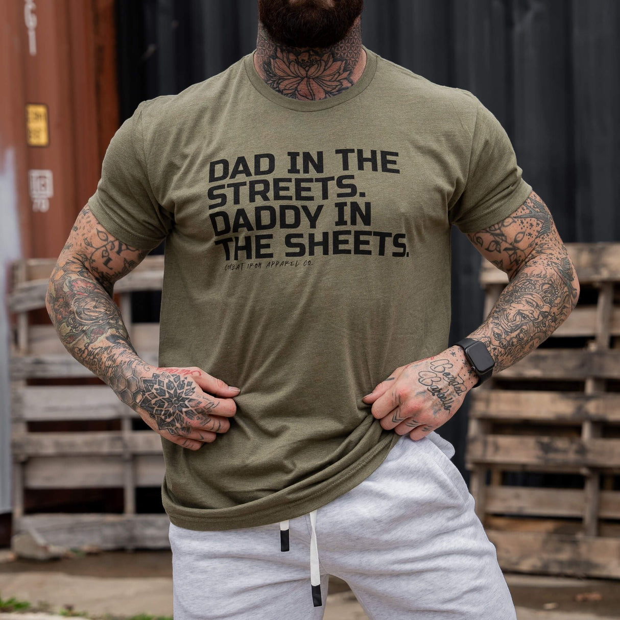 Dad in the Streets. Daddy In the Sheets. Men's T-Shirt From Combat Iron Apparel