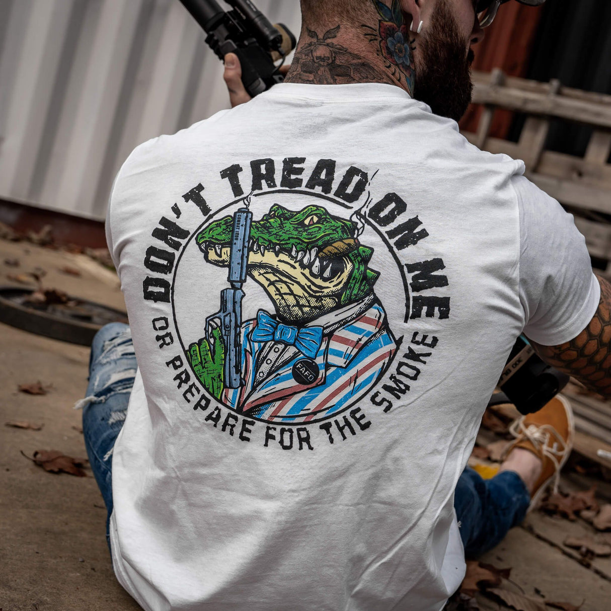 Don't Tread On Me Or Prepare For The Smoke Men's T-Shirt From Combat Iron Apparel