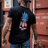 American Flag USA Pineapple Grenade Men's T-Shirt From Combat Iron Apparel