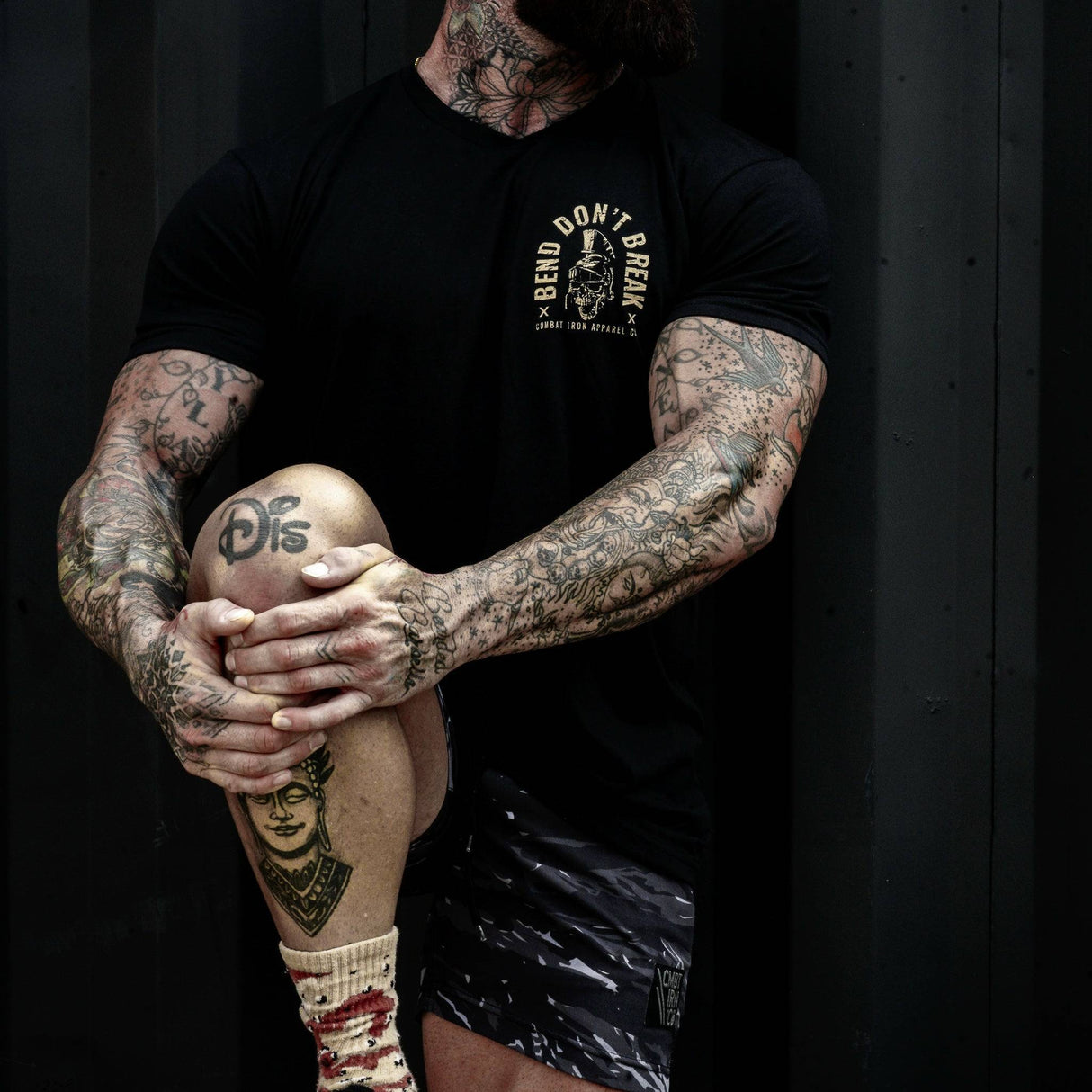 Bend Don't Break Barbell Skull Men's T-Shirt From Combat Iron Apparel