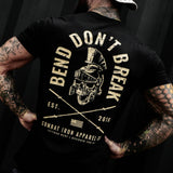 Bend Don't Break Barbell Skull Men's T-Shirt From Combat Iron Apparel