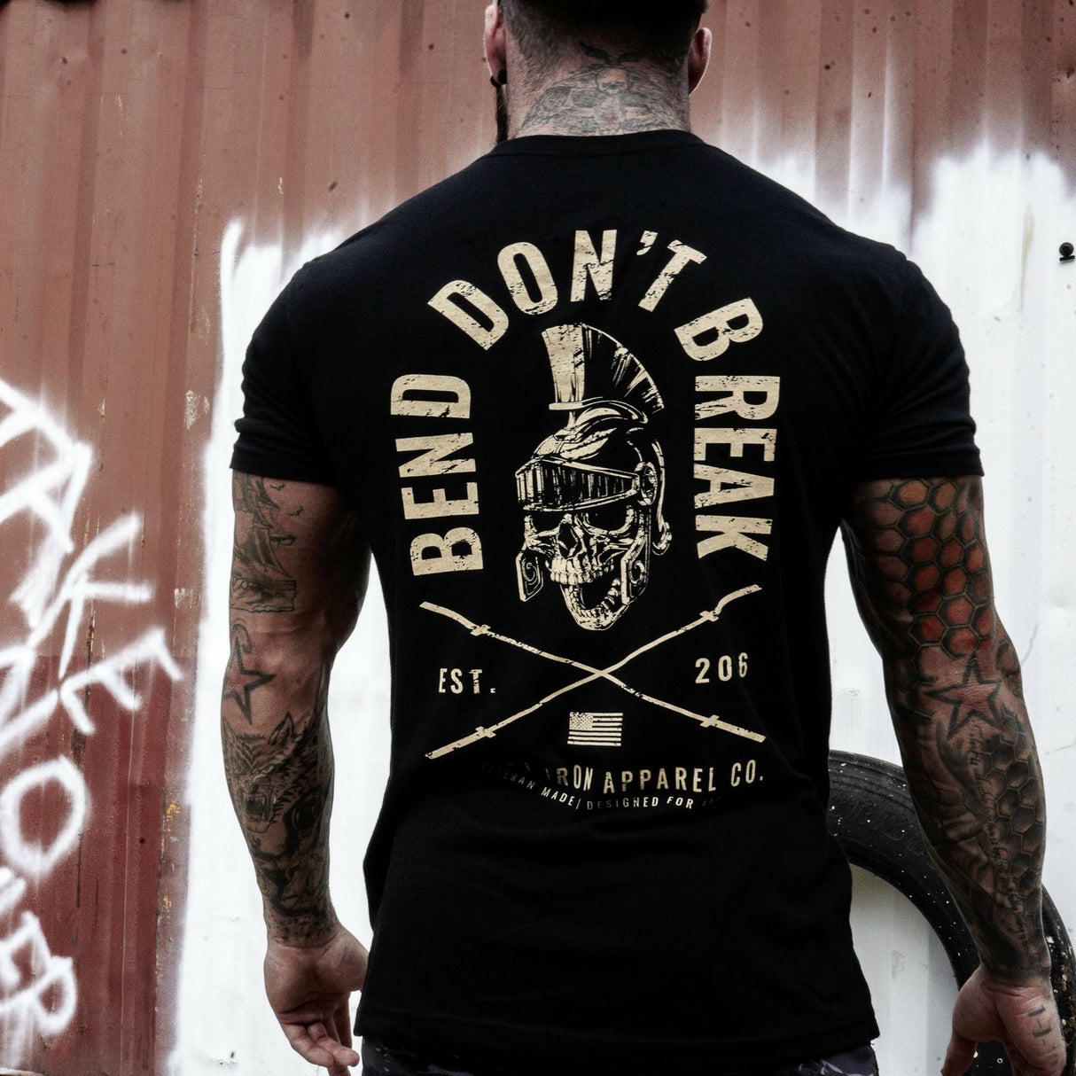 Bend Don't Break Barbell Skull Men's T-Shirt From Combat Iron Apparel