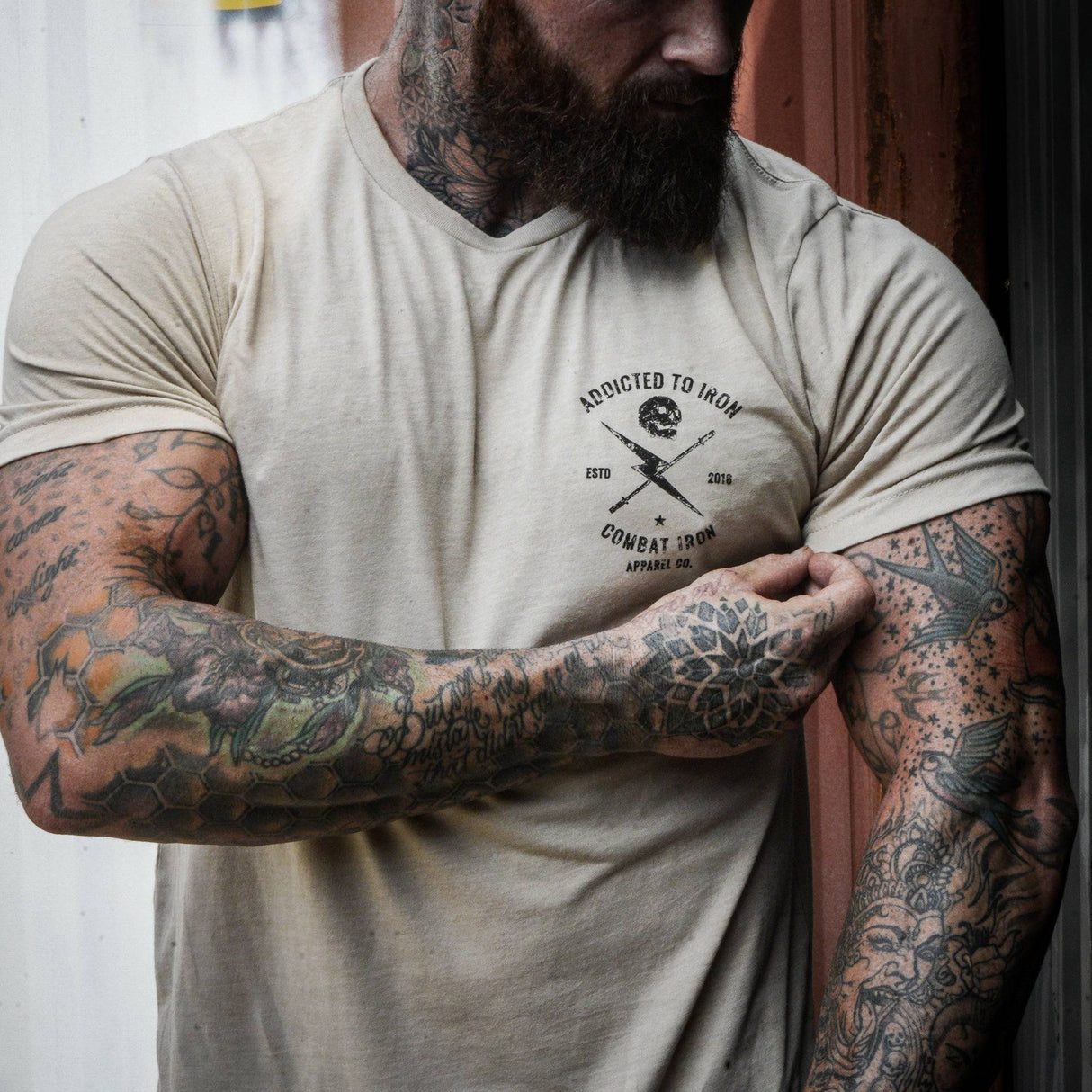 Addicted to Iron V3 Training Men's T-Shirt From Combat Iron Apparel