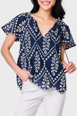 Flutter Sleeve Scallop Top  From Gibsonlook