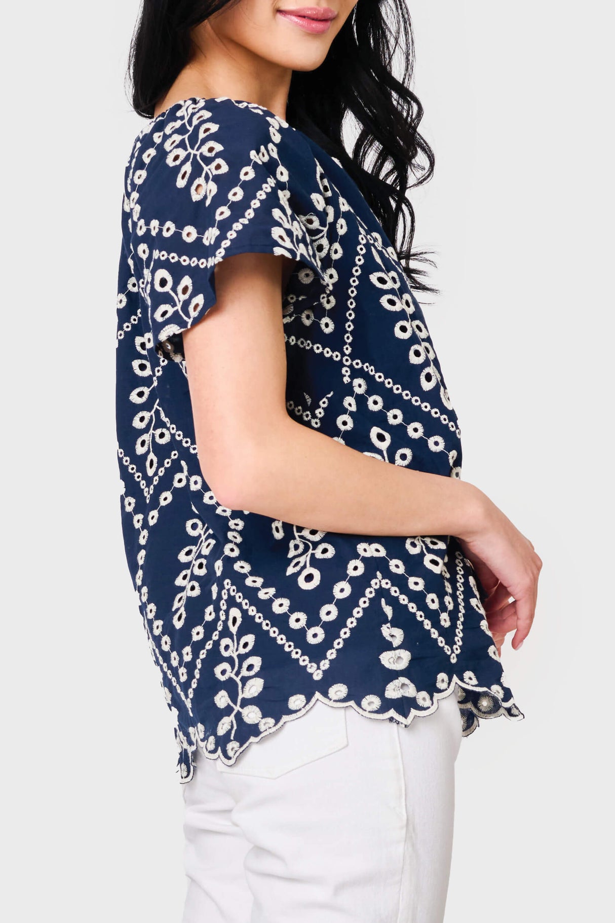 Flutter Sleeve Scallop Top  From Gibsonlook