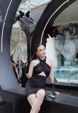 Halter Asymmetrical Ruched Dress from London Rag International