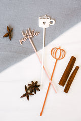 Hello Pumpkin Drink Stirrers from The Cotton & Canvas Co.
