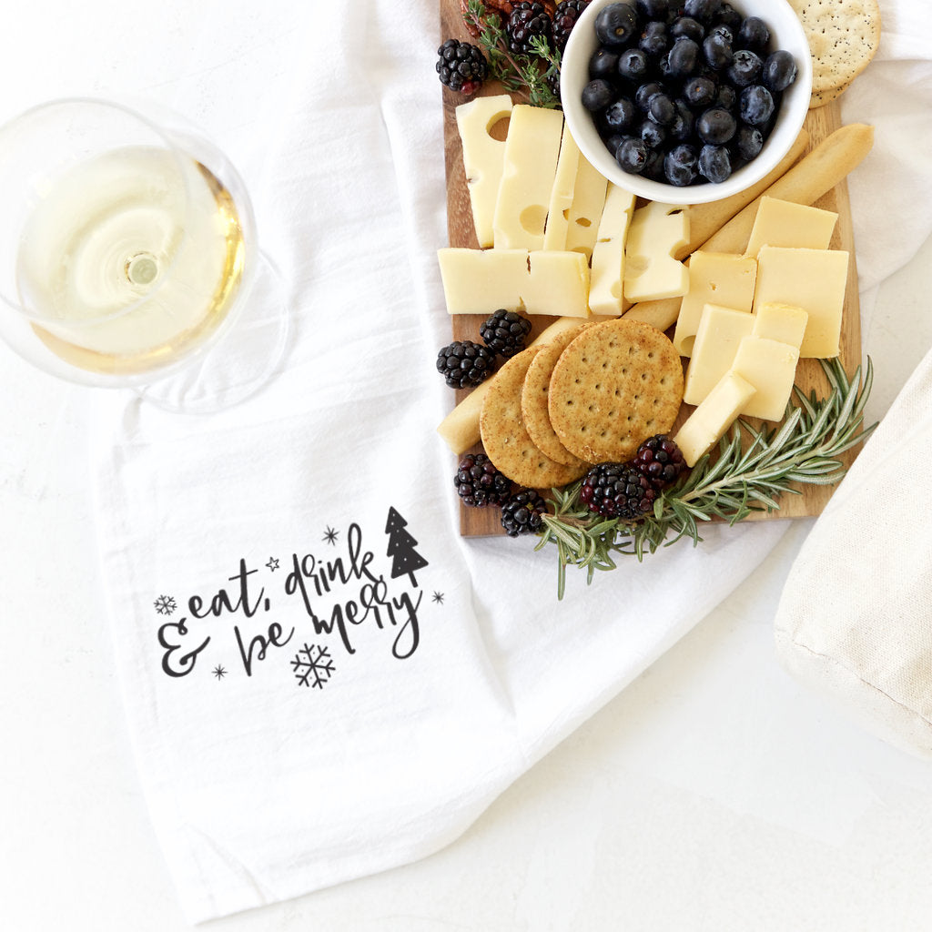 Eat, Drink and Be Merry Christmas Kitchen Tea Towel