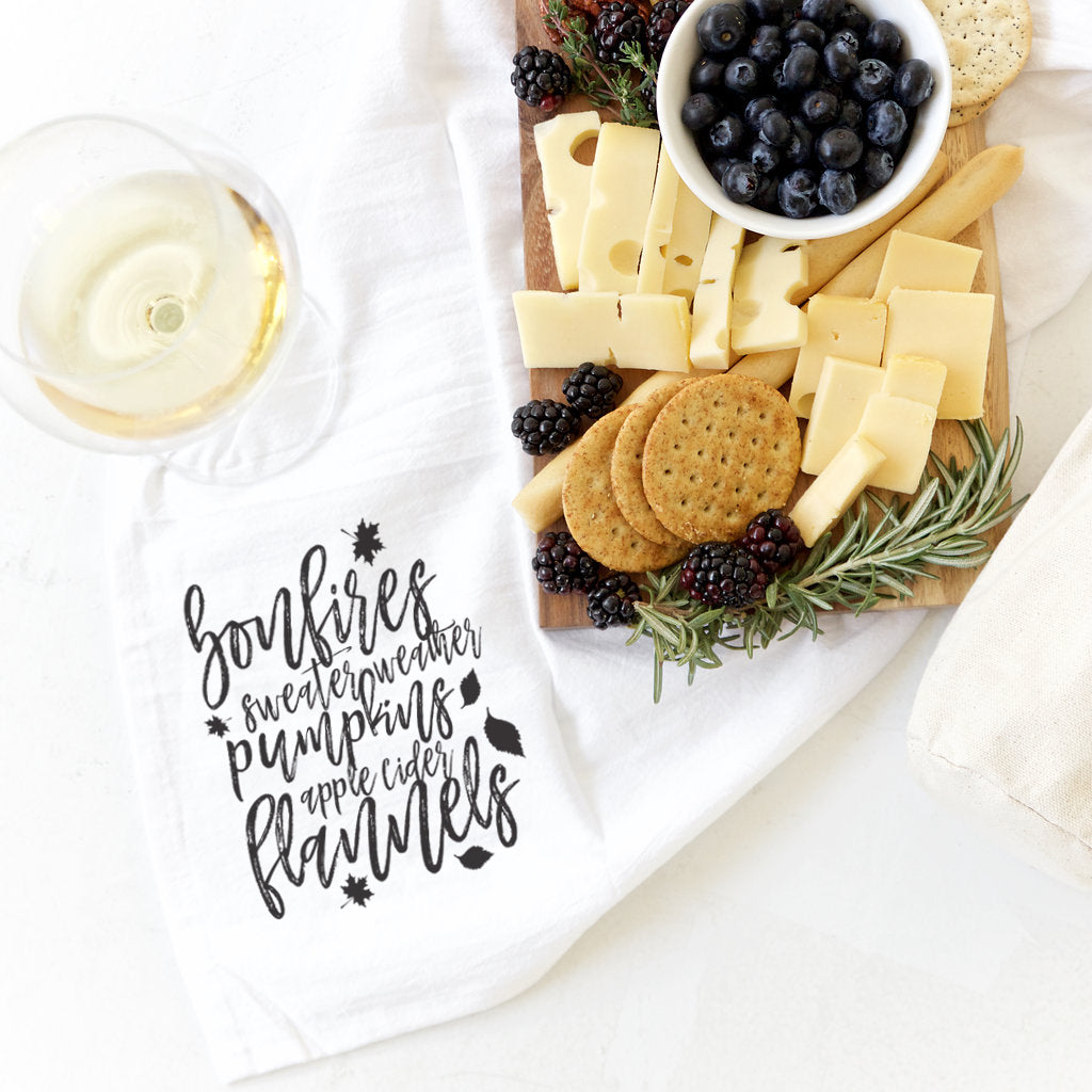 Fall and Autumn Favorites Kitchen Tea Towel