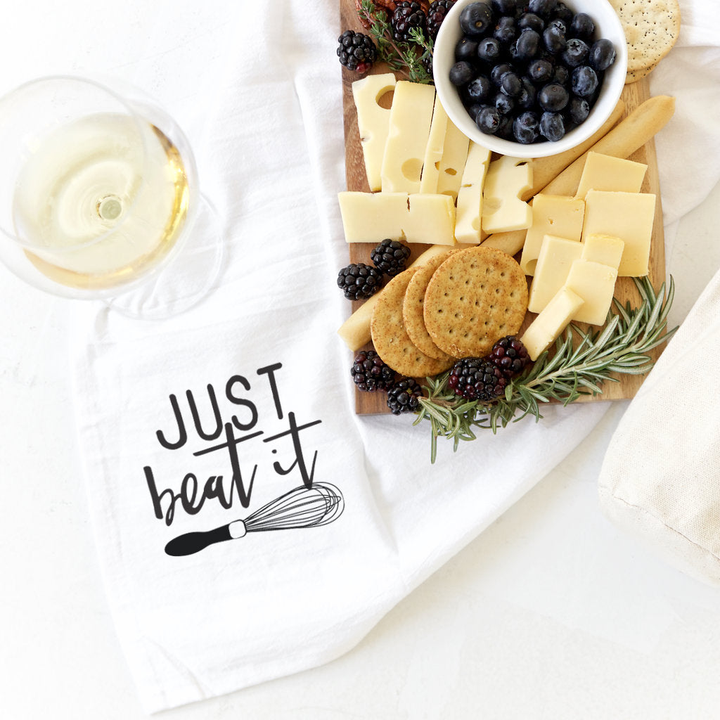 Just Beat It Kitchen Tea Towel from The Cotton & Canvas Co.