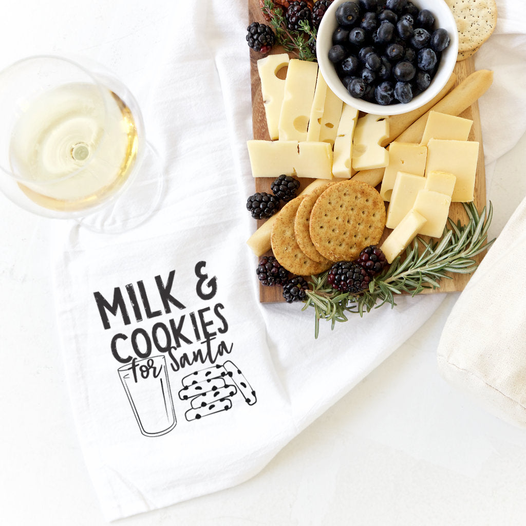 Milk and Cookies for Santa Cotton Canvas Christmas Kitchen Tea Towel from The Cotton & Canvas Co.